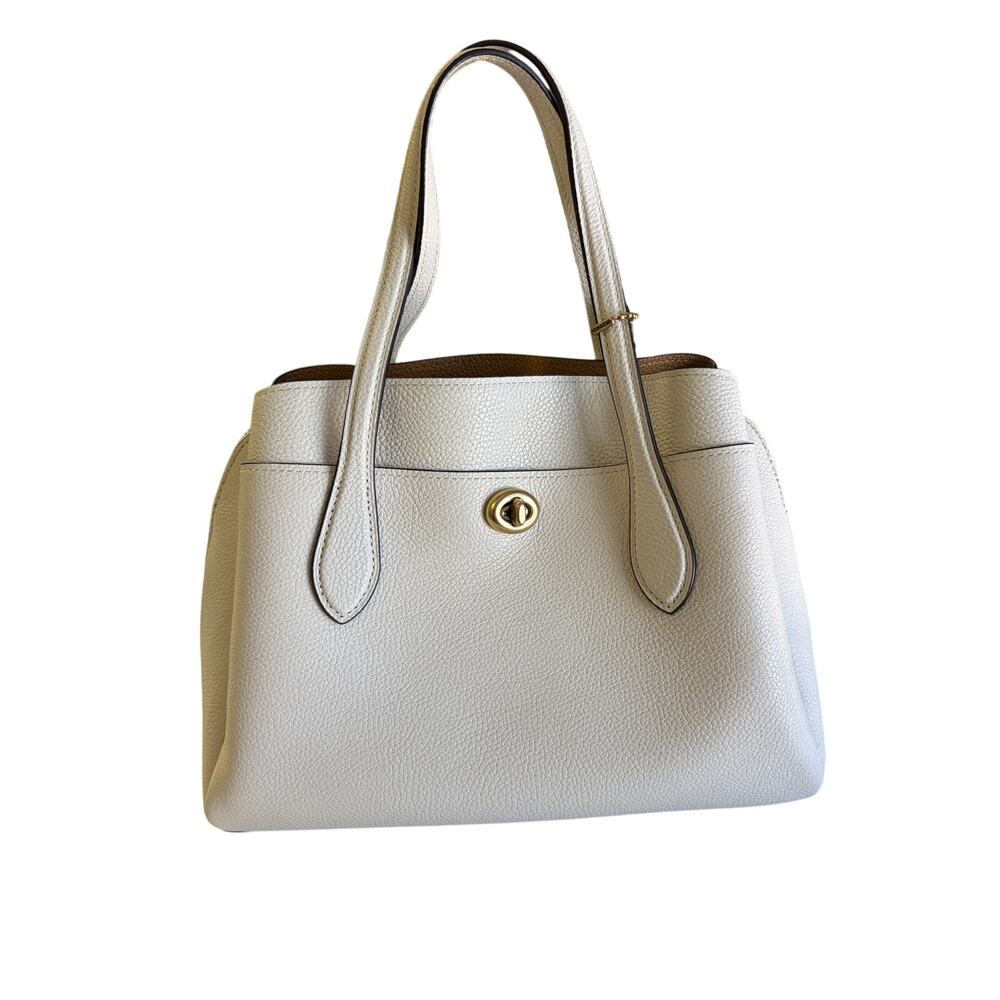 Coach Lora Carryall Handbag With Crossbody Strap Chalk Off White Leather 91740
